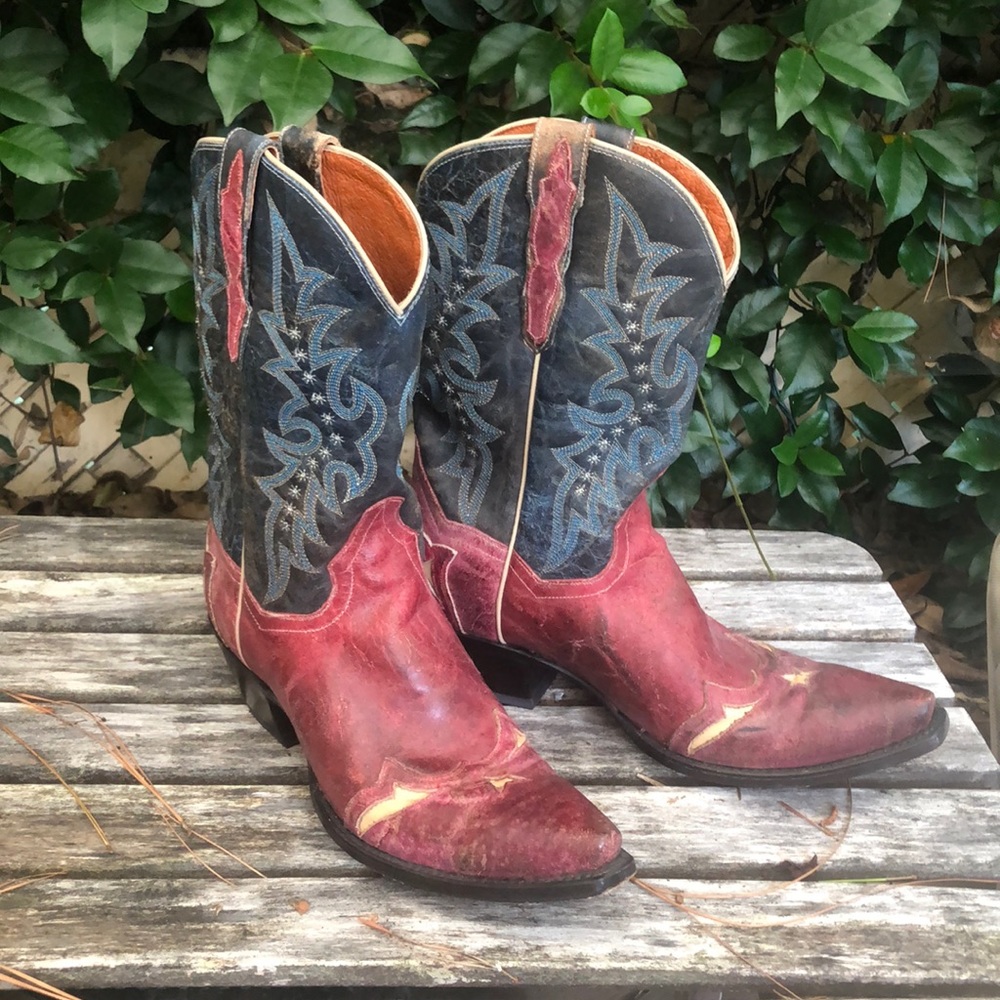 Dan Post American flag red white and blue boots, womens 10. Barely worn!